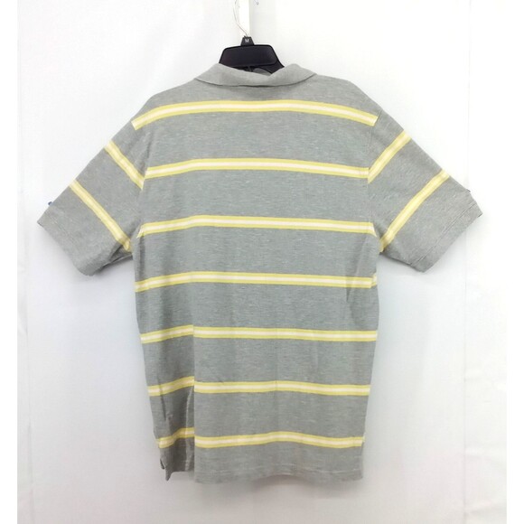 Basic Editions Polo Shirt Mens Large Gray Yellow Striped Short Sleeve Rugby Golf - Picture 3 of 6